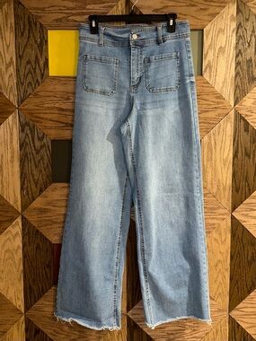 OAT New York Wide Leg Jeans High-Rise Light Wash Denim Sailor Utility Sz 6/28